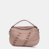 Crossbody bag with stitched details in pink leather