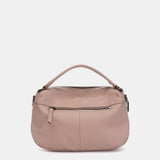 Crossbody bag with stitched details in pink leather
