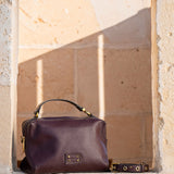 Small burgundy leather shoulder bag