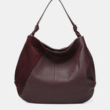 Shoulder bag in burgundy leather and suede