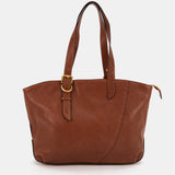 Shopper bag in cognac leather