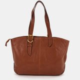 Shopper bag in cognac leather