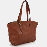 Shopper bag in cognac leather