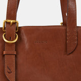 Shopper bag in cognac leather