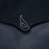 Umhängetasche in Leder und Blue Serraje