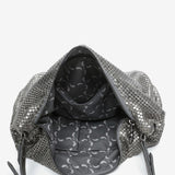 Women's metallic mesh hobo party bag in silver