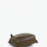 Women's green leather shopper bag