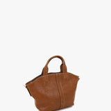 Small women's shopper bag in cognac leather