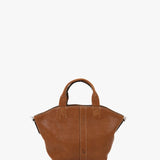Small women's shopper bag in cognac leather
