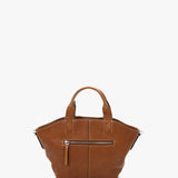 Small women's shopper bag in cognac leather