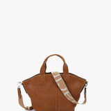 Small women's shopper bag in cognac leather