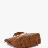 Small women's shopper bag in cognac leather