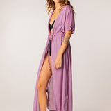 Long cotton kimono in lavender