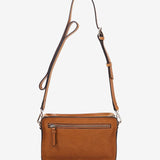 Women's mini crossbody bag in cognac perforated leather