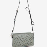 Bandolera mini de mujer en piel troquelada verde