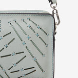 Bandolera mini de mujer en piel troquelada verde