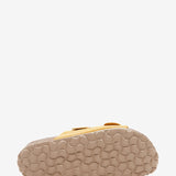 Flache Damen-Sandalette aus Wildleder in Amber.
