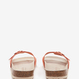 Flache Damen-Sandale mit Schnalle in Orange.
