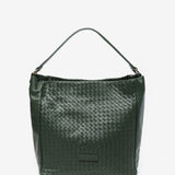 Green braided leather hobo bag