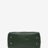 Green braided leather hobo bag