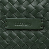 Green braided leather hobo bag