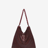 Hobo-Party-Bag aus metallischem Netz in Bordeaux.
