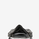 Hobo-Party-Handtasche aus silbernem Metallnetz.