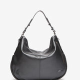 Silver leather hobo bag