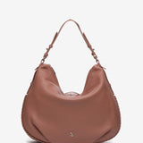 Pink leather hobo bag