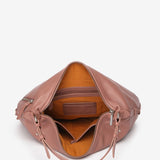 Pink leather hobo bag
