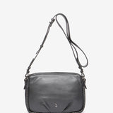 Mini leather crossbody bag in silver