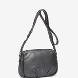 Mini leather crossbody bag in silver