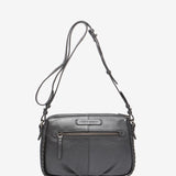 Mini leather crossbody bag in silver