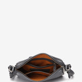 Mini leather crossbody bag in silver