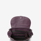 Purple leather shoulder bag