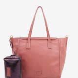 Large shopper bag in pink leather