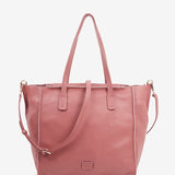 Large shopper bag in pink leather