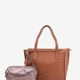 Small shopper bag in cognac leather