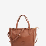 Small shopper bag in cognac leather