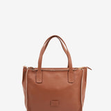 Small shopper bag in cognac leather