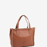 Small shopper bag in cognac leather