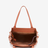 Small shopper bag in cognac leather