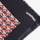 Geometric print wool scarf in grey