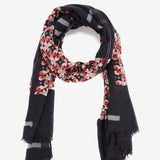 Geometric print wool scarf in grey