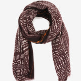 Brown geometric print wool scarf