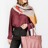 Large shopper bag in pink leather