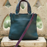 Leather shoulder bag in green