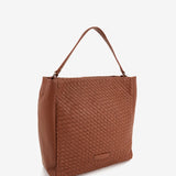 Hobo-Tasche aus geflochtenem Leder in Cognac.