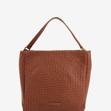 Hobo-Tasche aus geflochtenem Leder in Cognac.