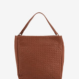 Hobo-Tasche aus geflochtenem Leder in Cognac.